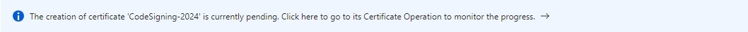 Certificate Creation Pending